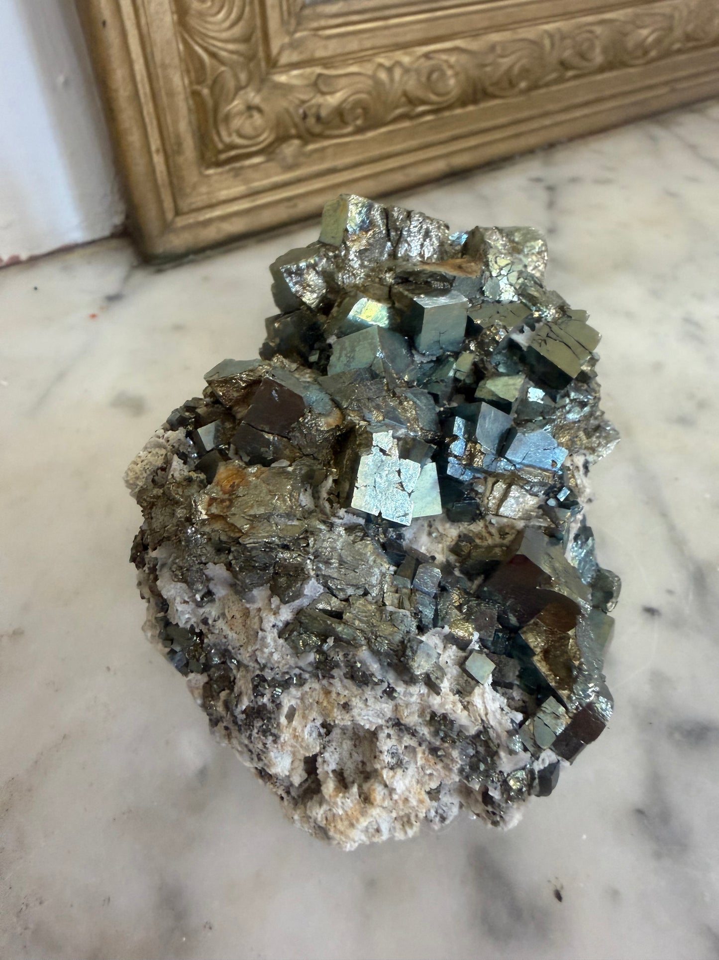 Pyrite Cluster on Matrix — Stone of Protection, Power & Abundance