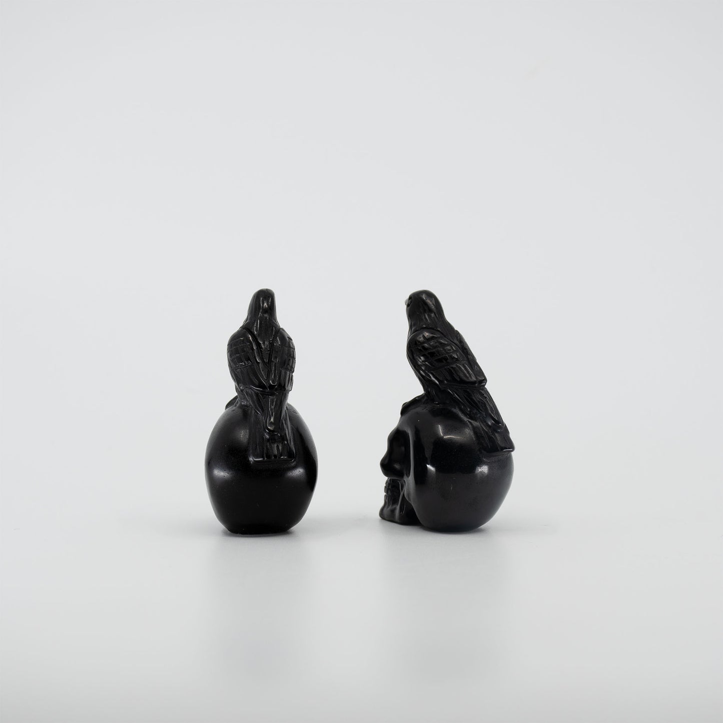 Black Obsidian Skull & Raven