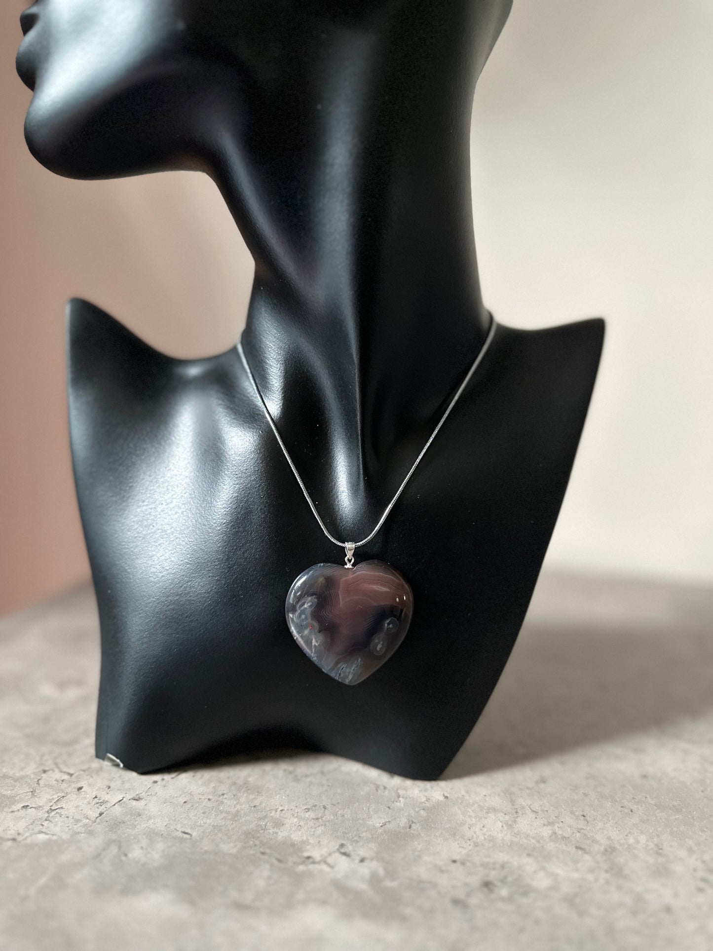 Botswana Agate Heart Pendant - Enchant & Delight