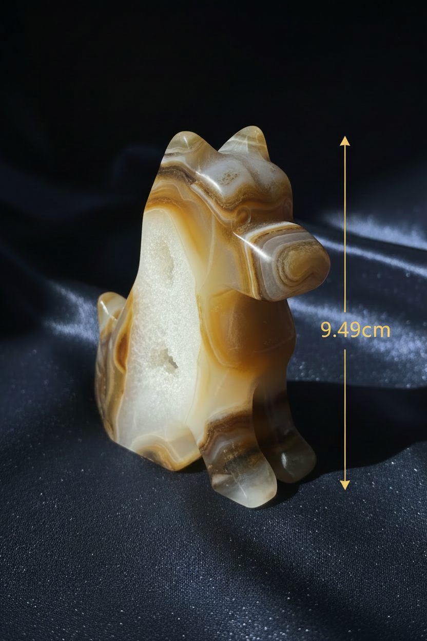 Druzy Agate Dog Carving