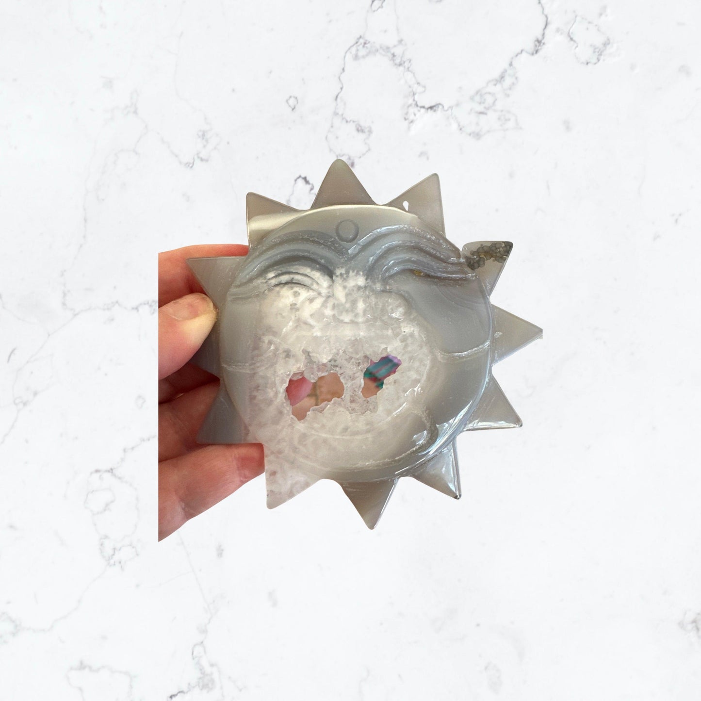 Druzy Agate Sun Crystal Carving - Enchant & Delight