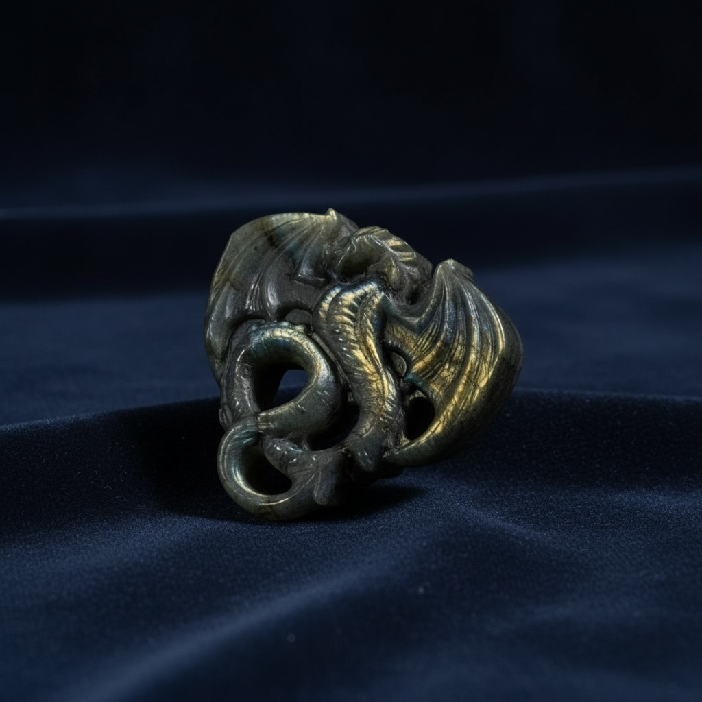 Labradorite Dragon Crystal Carving