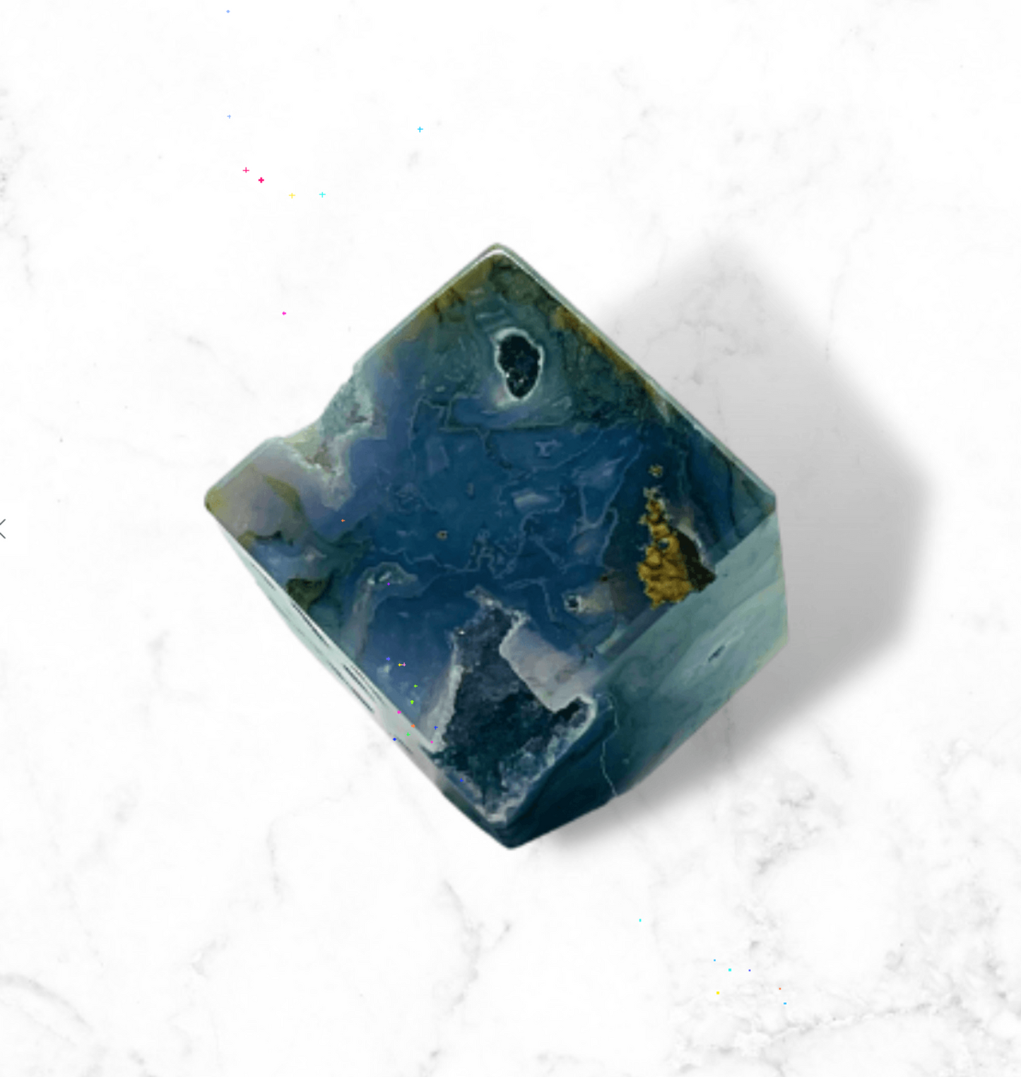 Moss Agate Crystal Cube Carving - Enchant & Delight