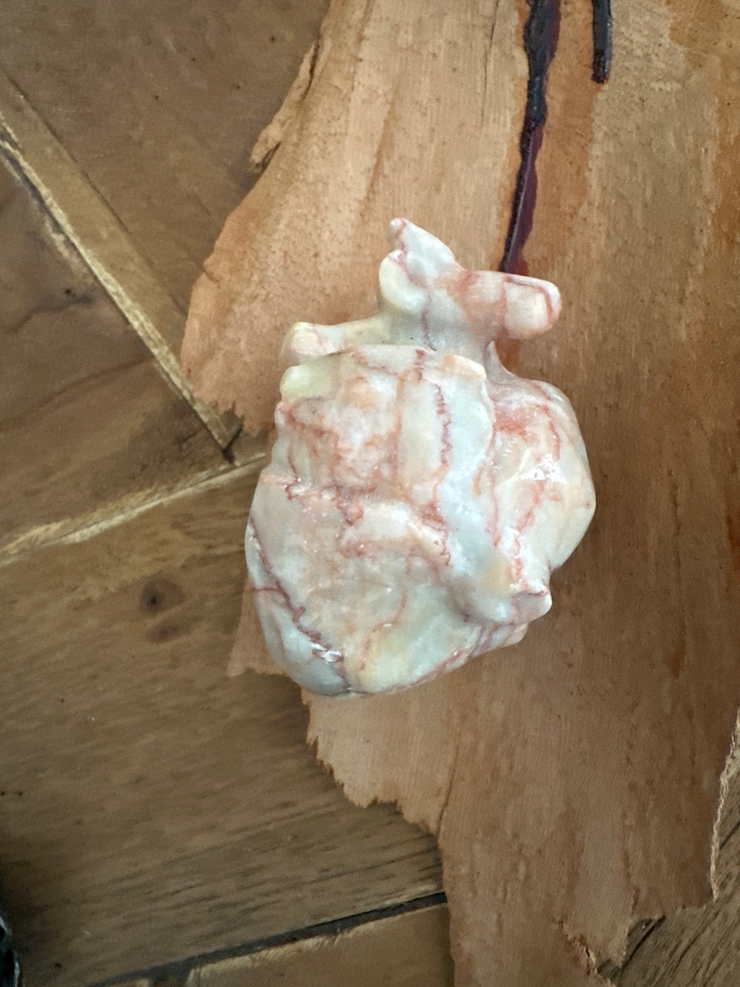 Red Vein Marble Jasper Human Heart Carving - Enchant & Delight