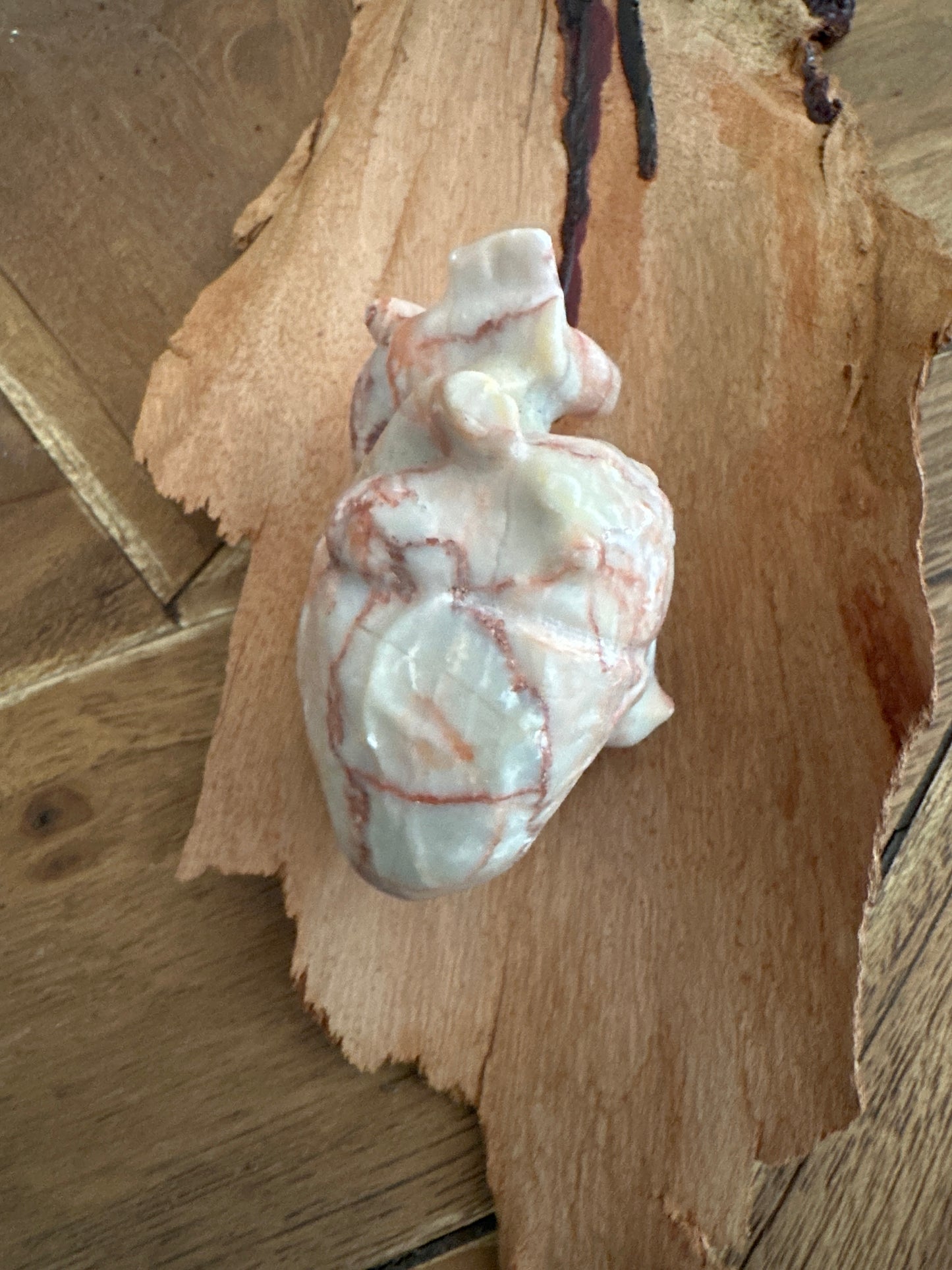 Red Vein Marble Jasper Human Heart Carving - Enchant & Delight