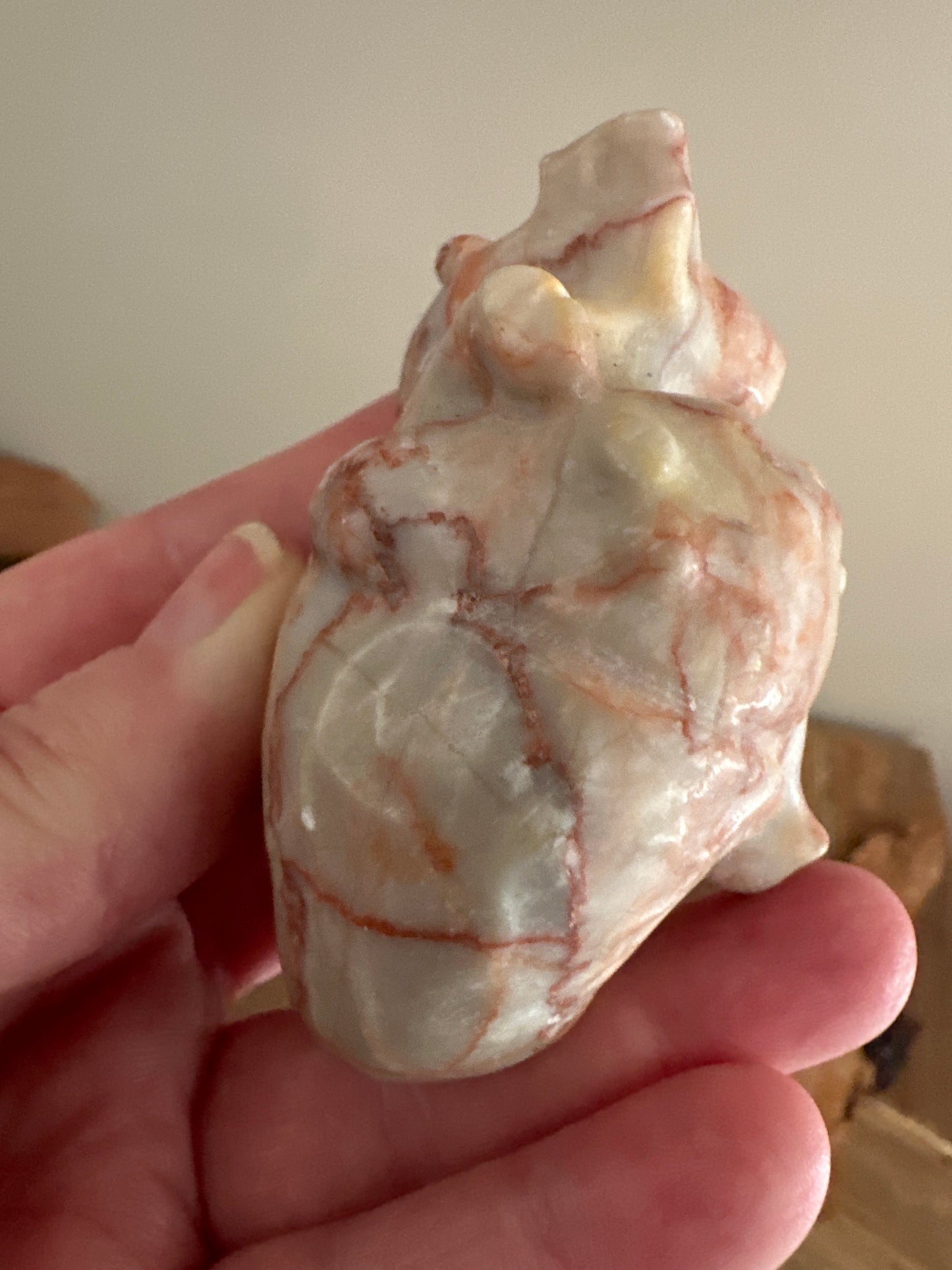 Red Vein Marble Jasper Human Heart Carving - Enchant & Delight
