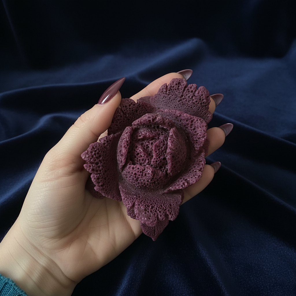 Ruby Honeycomb Rose Carving