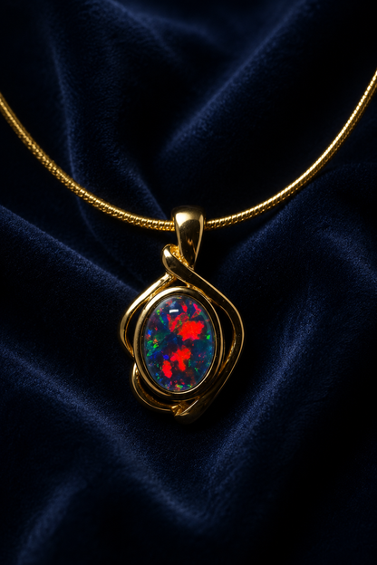 Opal No. 25 – Crimson Eclipse | Australian Opal Pendant