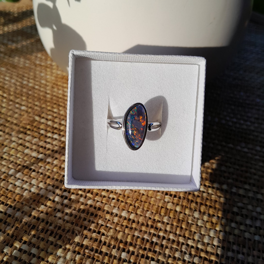 ✨Celestial Fire Australian Opal Adjustable Ring - Coober Pedy