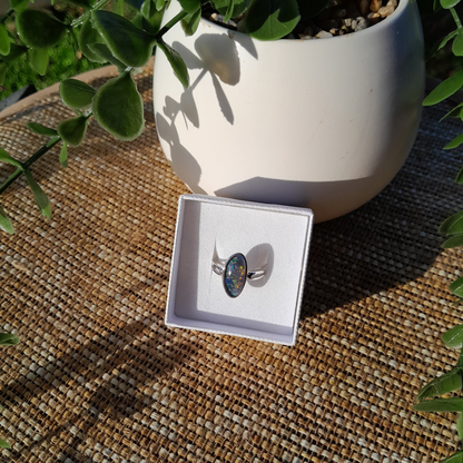 ✨Celestial Fire Australian Opal Adjustable Ring - Coober Pedy
