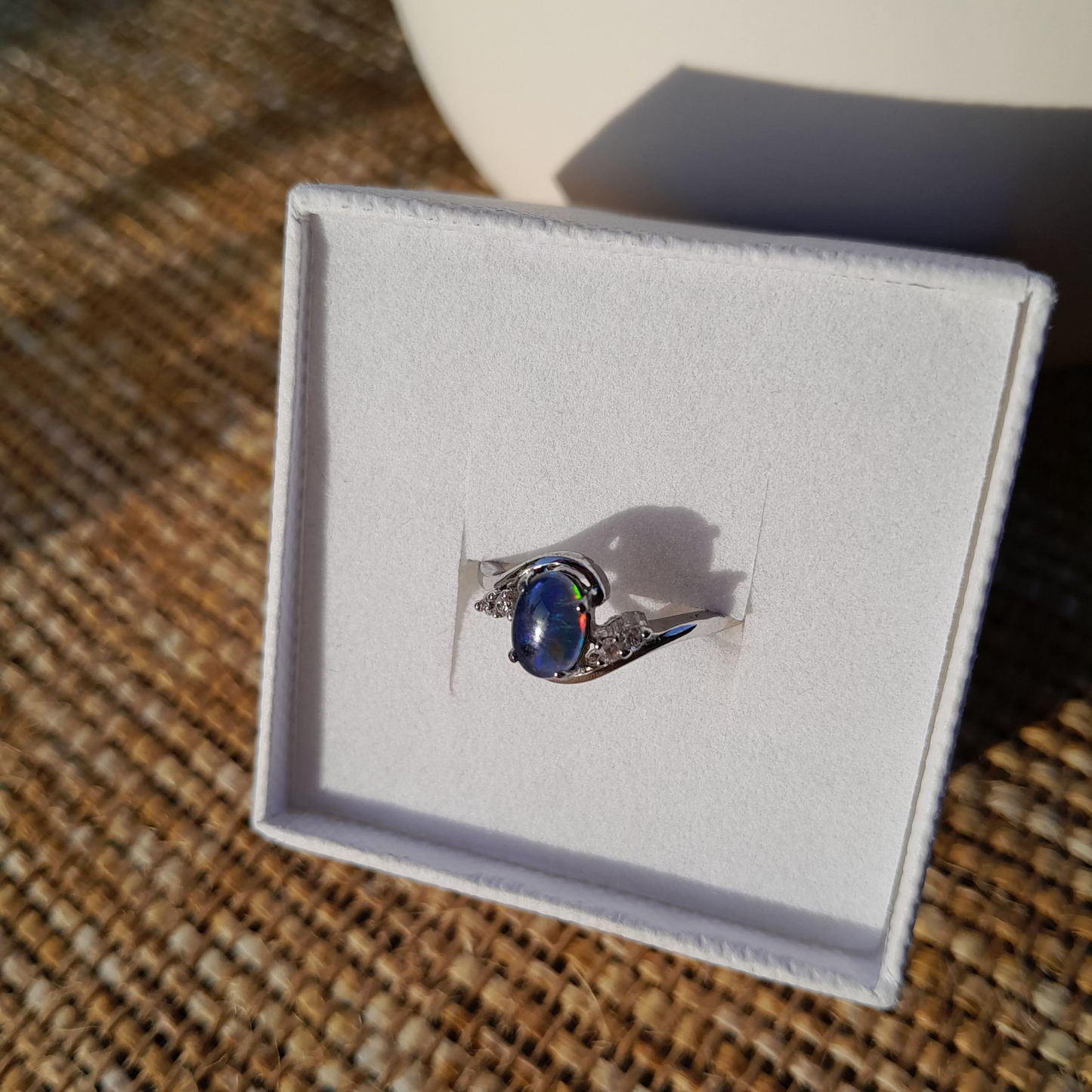 ✨ Celestial Blue Australian Coober Pedy Opal Ring ~ Size 6 ✨