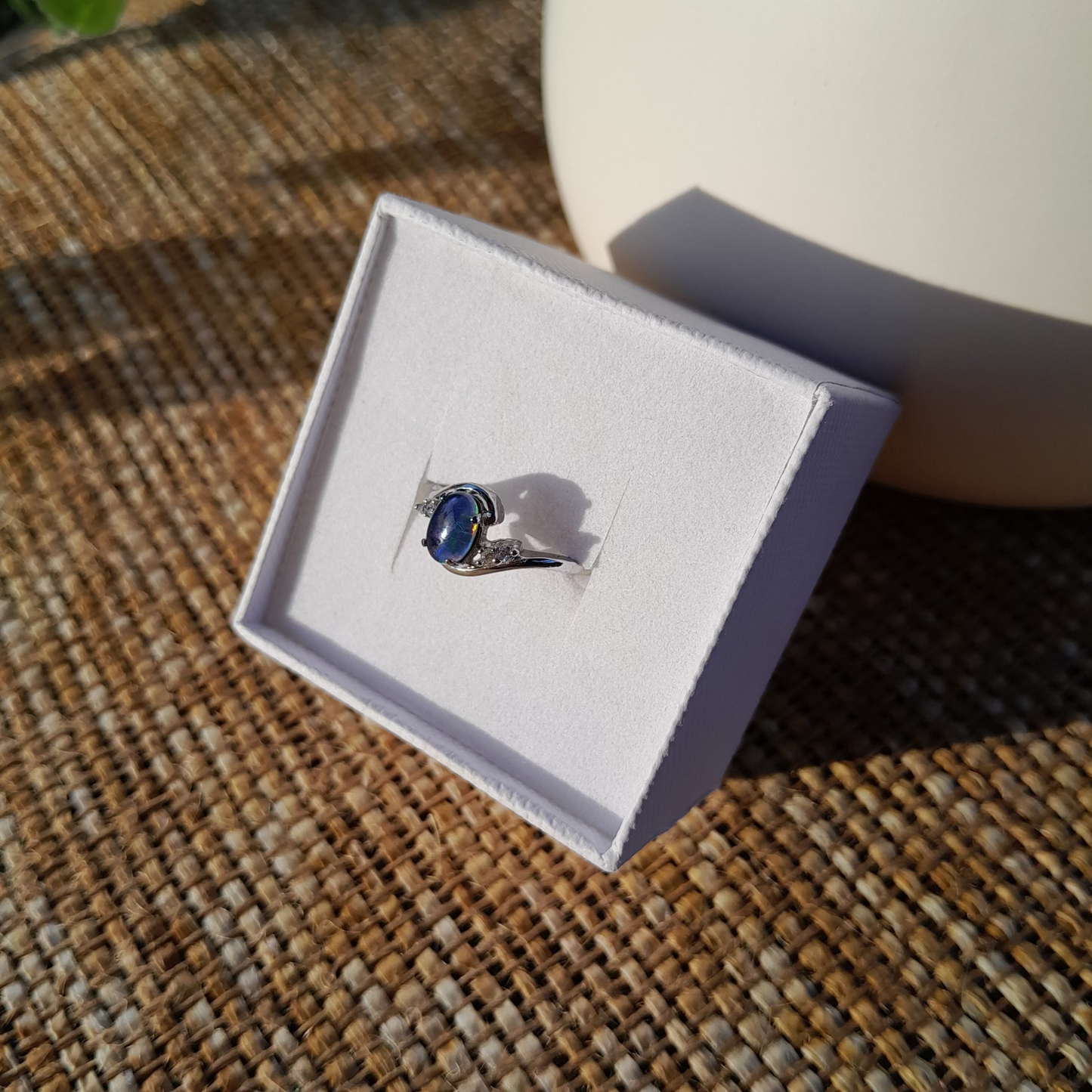 ✨ Celestial Blue Australian Coober Pedy Opal Ring ~ Size 6 ✨