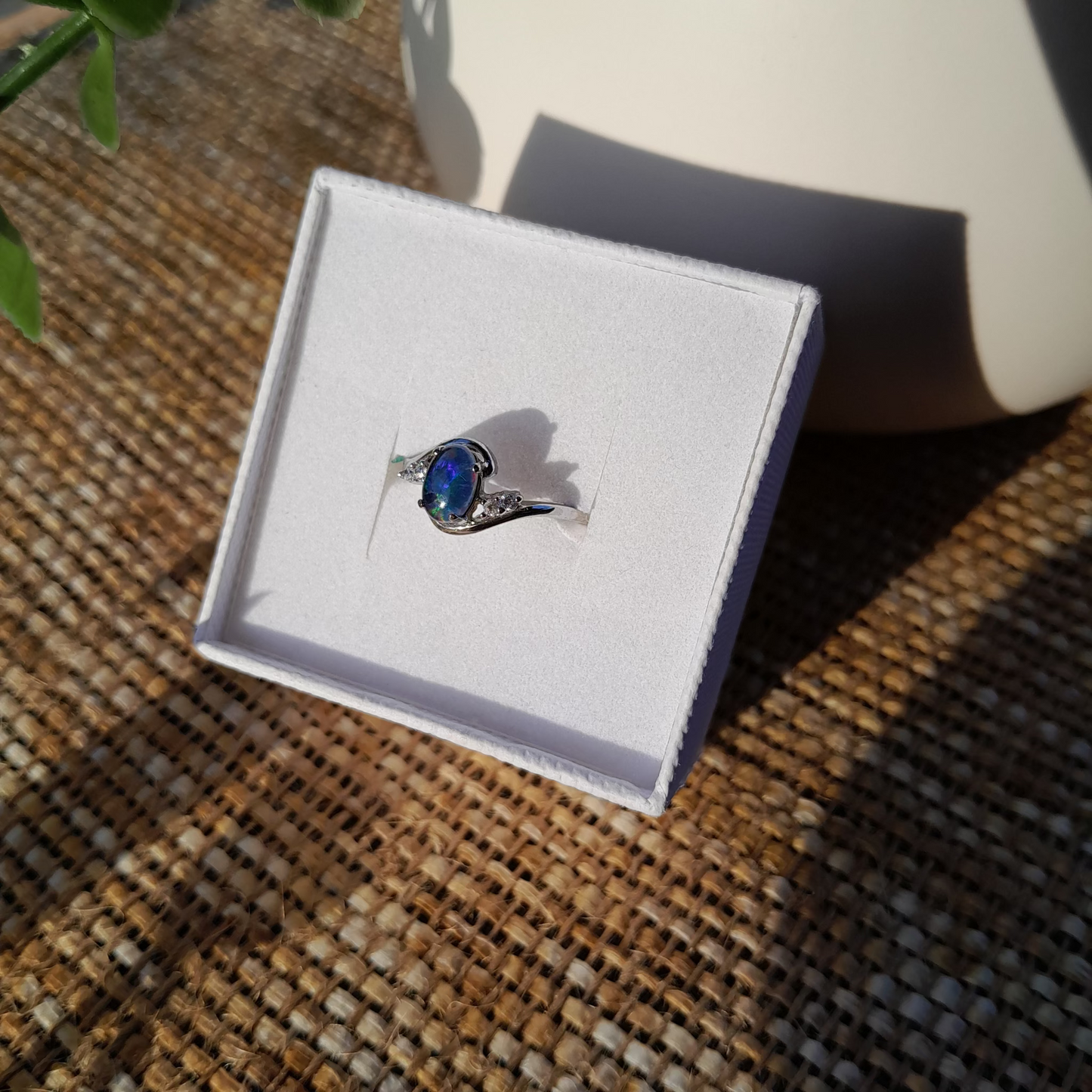 ✨ Celestial Blue Australian Coober Pedy Opal Ring ~ Size 6 ✨