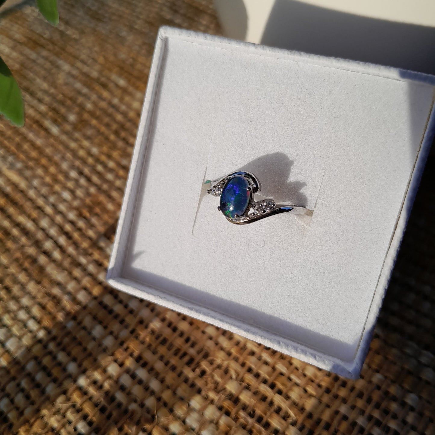 ✨ Celestial Blue Australian Coober Pedy Opal Ring ~ Size 6 ✨