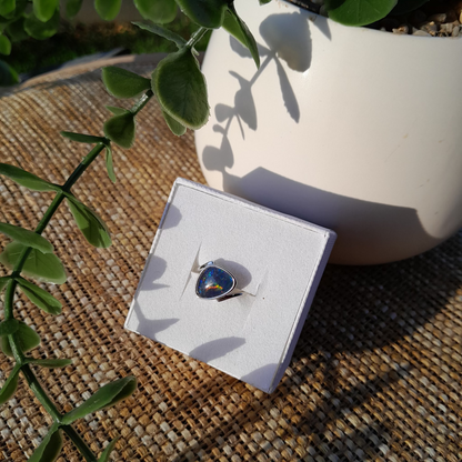 Opal No. 14 — Coober Pedy Rainbow Fire Ring • Size L/6 ✨