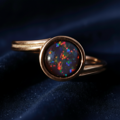 Opal No. 4 Midnight Fire Opal Ring • Size N/7 ✨