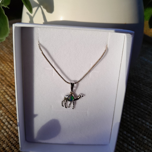 ✨Coober Pedy ~ Desert Spirit Opal Camel Necklace – Sterling Silver