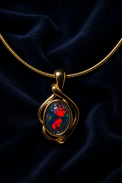 Opal No. 25 – Crimson Eclipse | Australian Opal Pendant