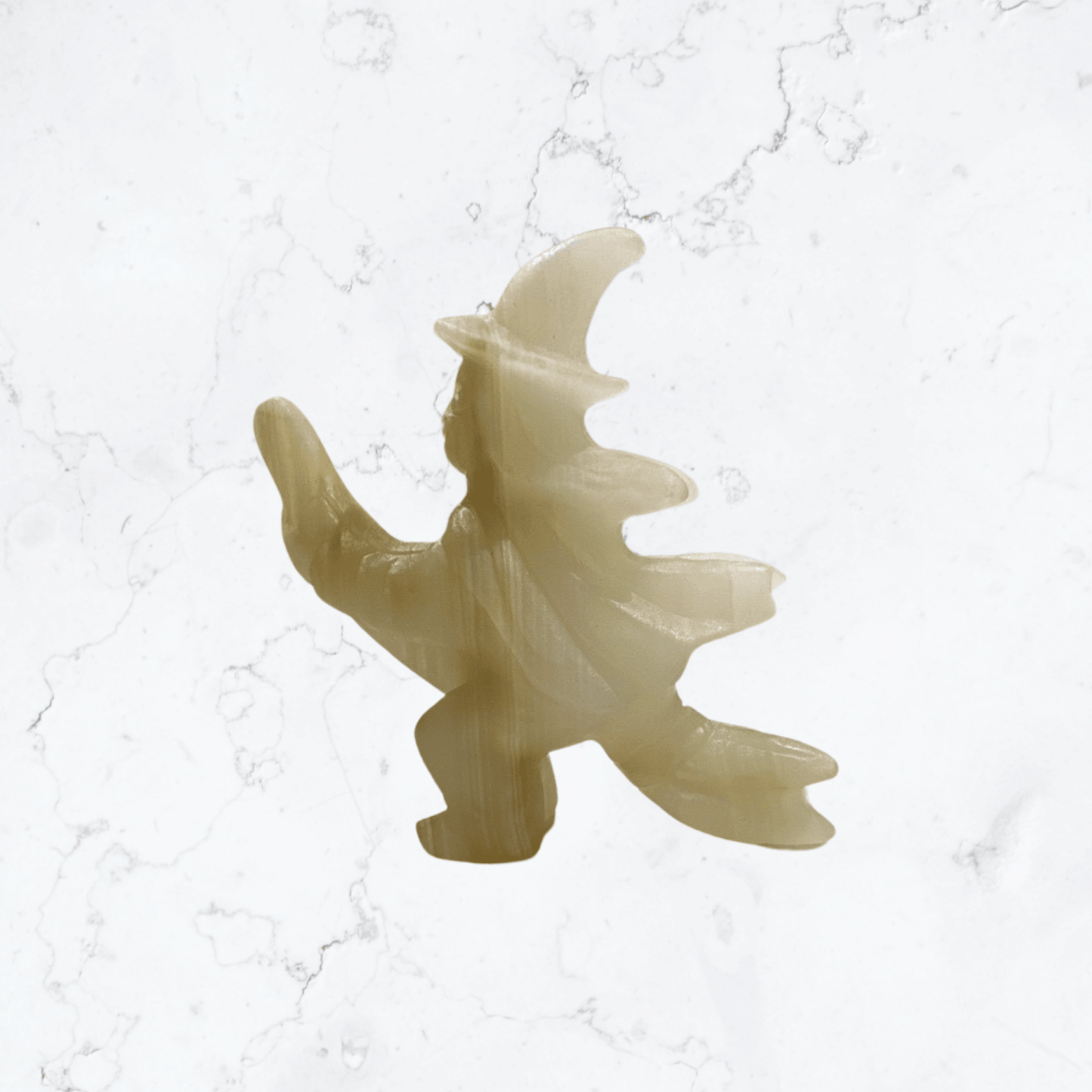 Calcite Witch On A Broom Carving - Enchant & Delight