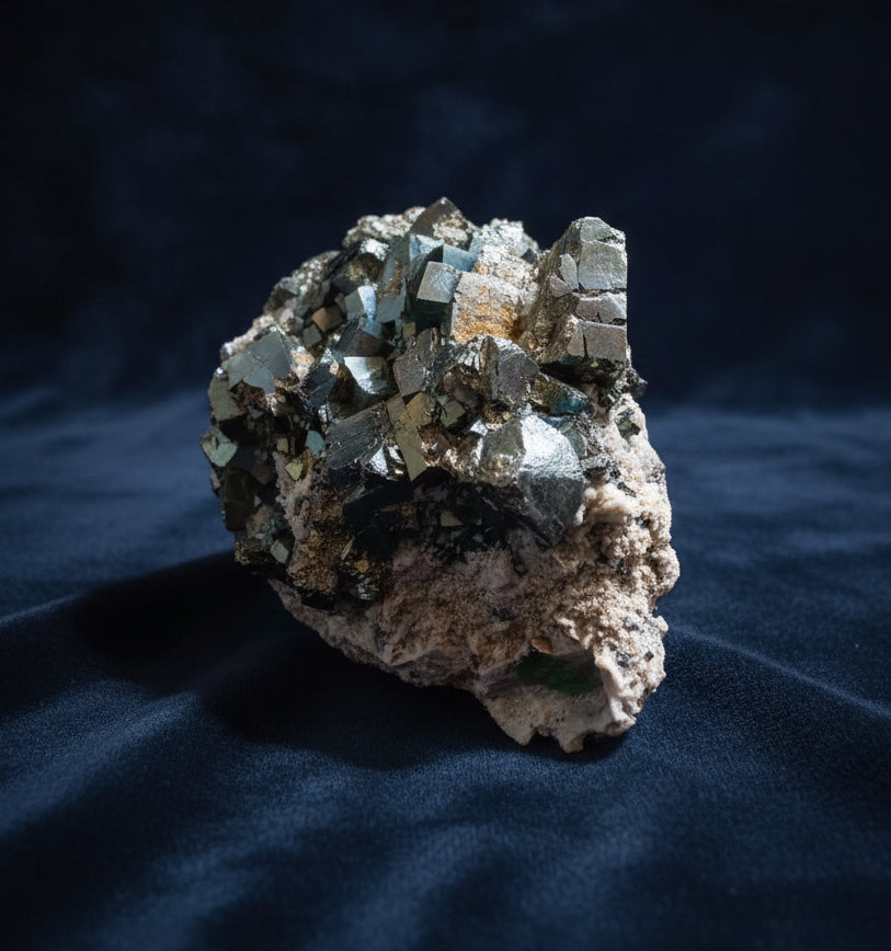 Pyrite Cluster on Matrix — Stone of Protection, Power & Abundance