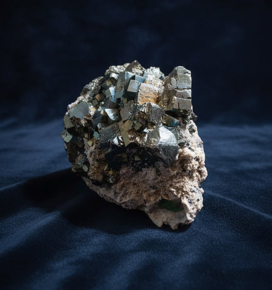 Pyrite Cluster on Matrix — Stone of Protection, Power & Abundance