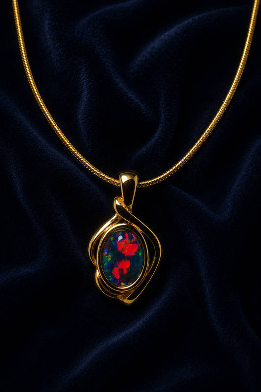 Opal No. 25 – Crimson Eclipse | Australian Opal Pendant