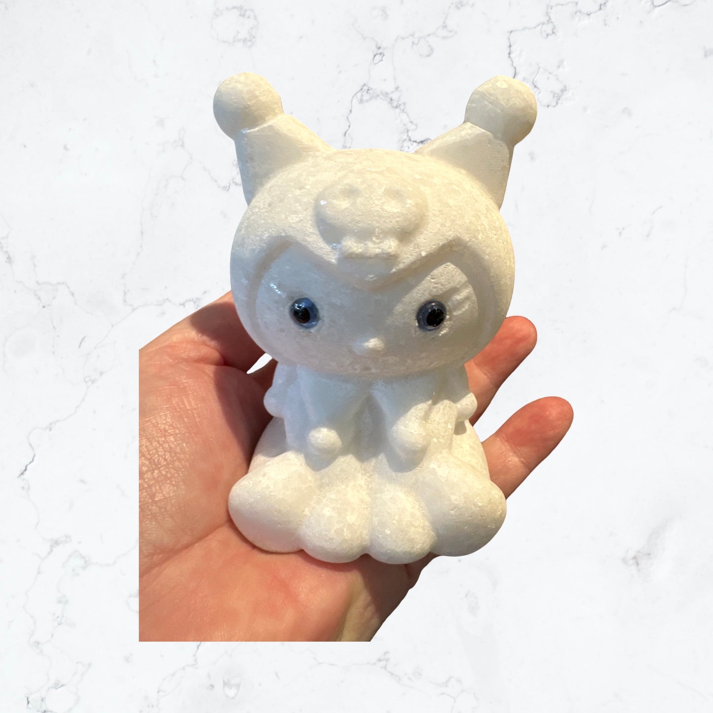 💎 Adorable White Jade Kuromi Carving – Harmony & Protection Crystal