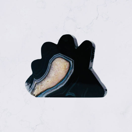 Black Agate with Quartz Crystal