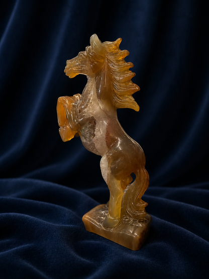 Hand-Carved Carnelian Rearing Horse