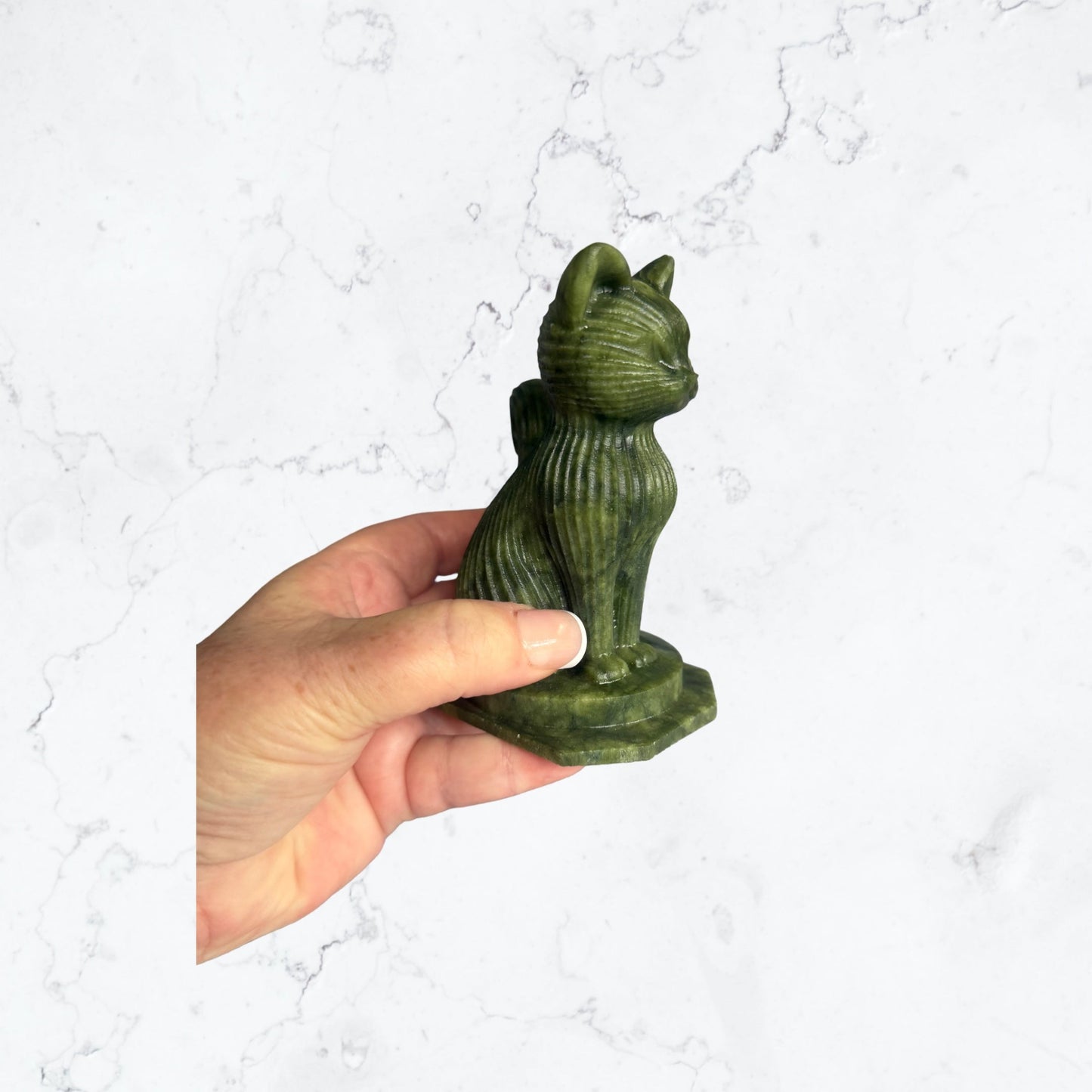 Green Jade Cat Carving
