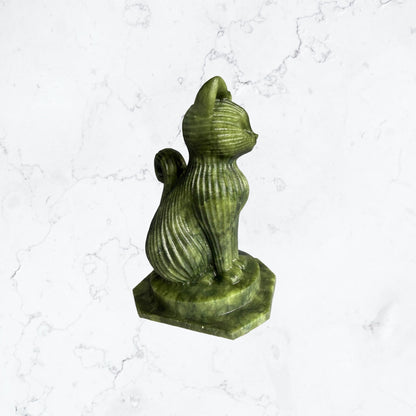 Green Jade Cat Carving