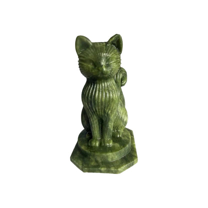 Green Jade Cat Carving