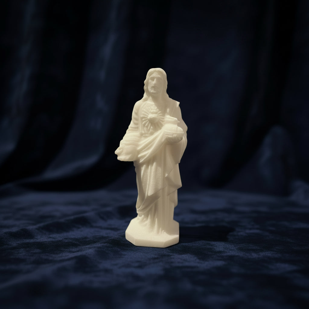 Sacred Heart Carving – White Jade
