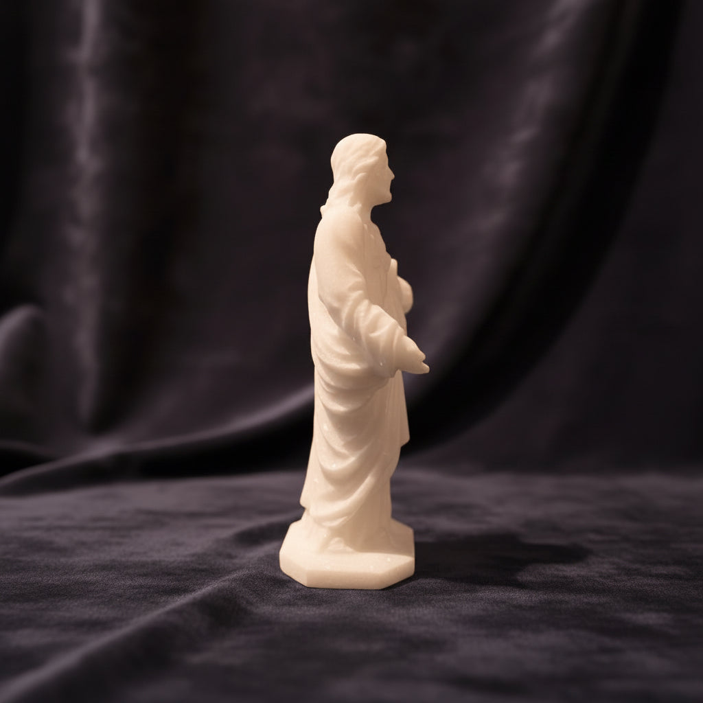 Sacred Heart Carving – White Jade