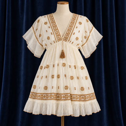The Elara Embroidered Cotton Dress