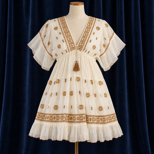 The Elara Embroidered Cotton Dress