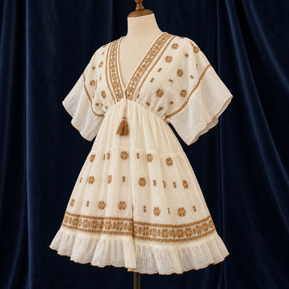 The Elara Embroidered Cotton Dress