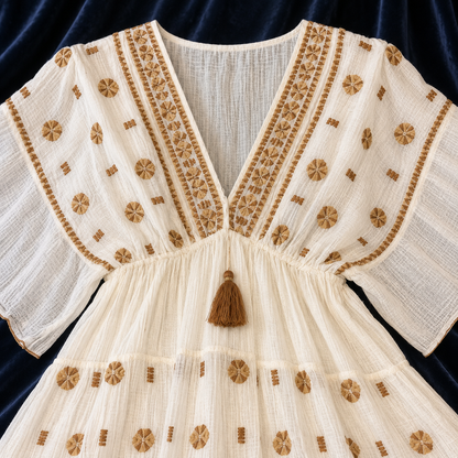 The Elara Embroidered Cotton Dress