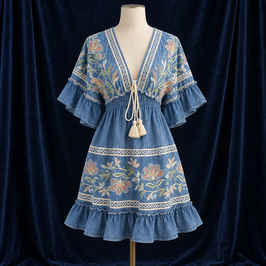 The Indigo Garden Embroidered
Cotton Dress