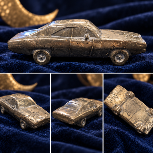 Pyrite Crystal Muscle Car – Hand-Carved Collector’s Piece