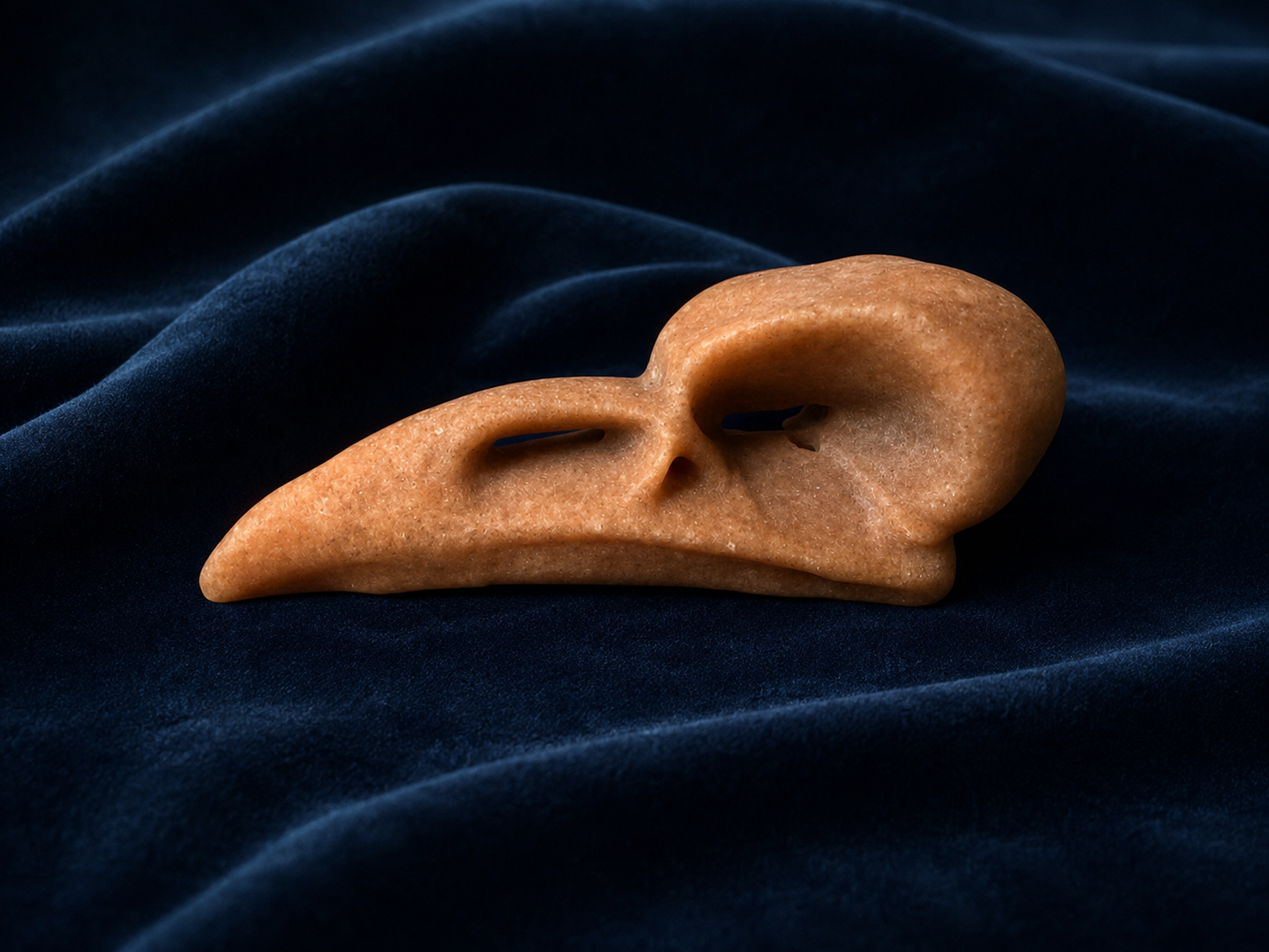 Hand-Carved Sunstone Raven Skull