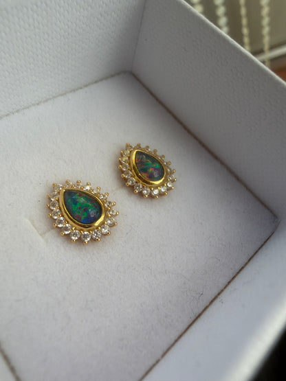 ✨ Opal No. 20 – Enchanted Aurora | Coober Pedy Australian Opal Earrings