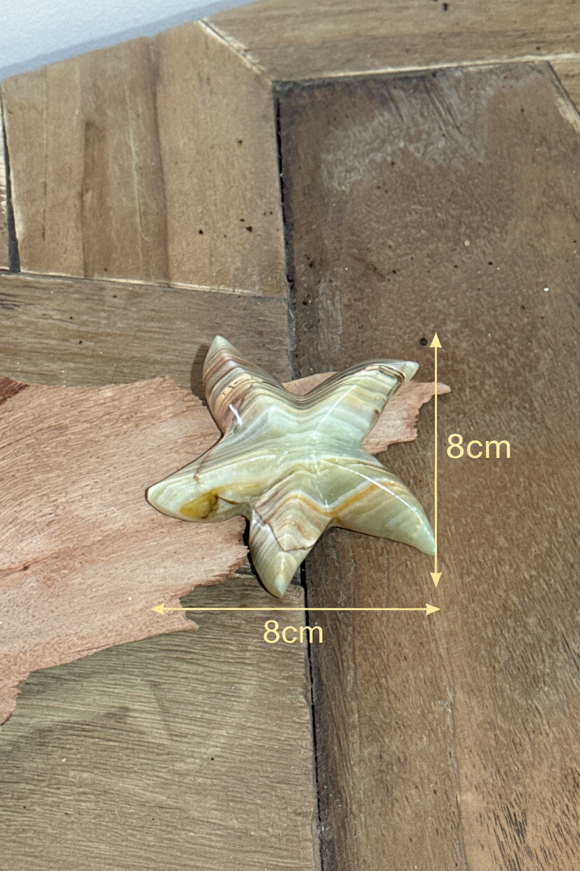 Green Banded Onyx Starfish Carving – Calm & Ocean Energy