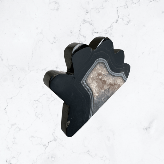 Black Agate with Quartz Crystal - Enchant & Delight