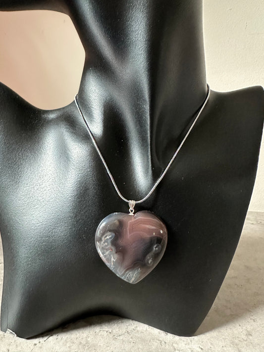 Botswana Agate Heart Pendant - Enchant & Delight