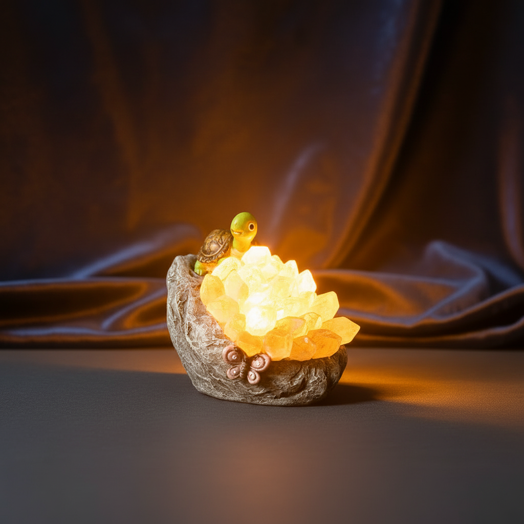 Citrine Turtle Crystal USB Lamp – Abundance & Steady Prosperity