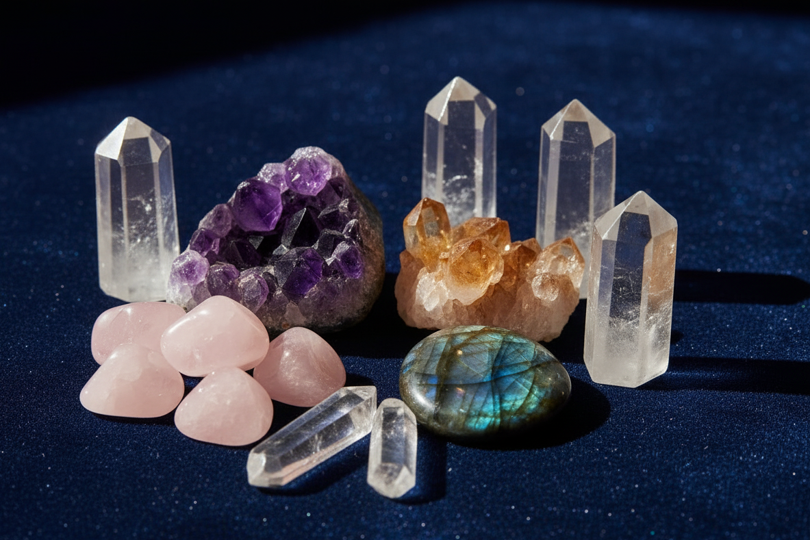 Crystals on Navy Velvet