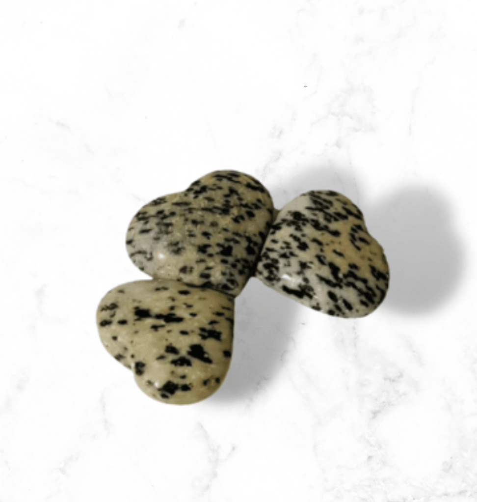 Dalmatian Jasper Hearts Crystal Carvings - Enchant & Delight