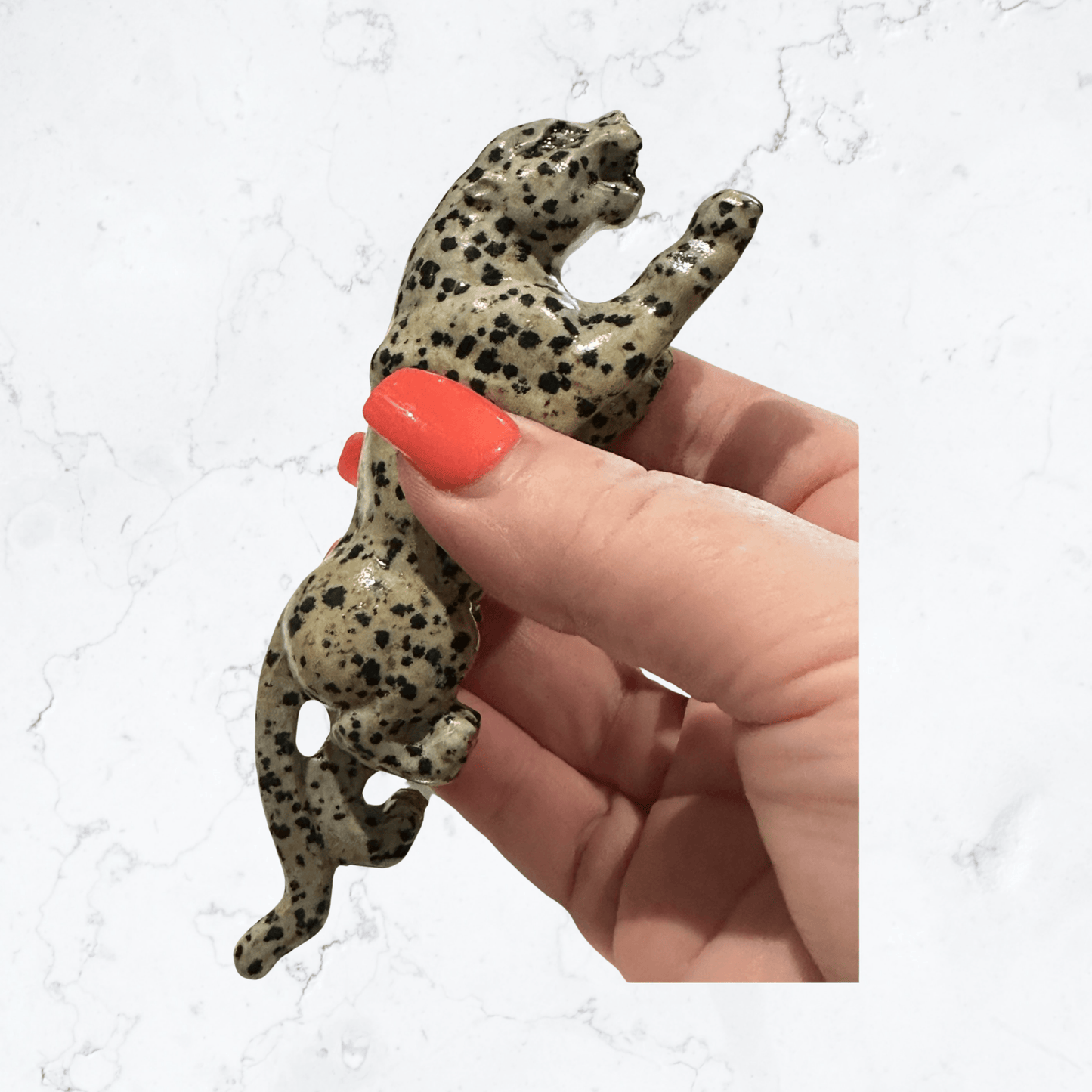 Dalmatian Jasper Leopard carving - Enchant & Delight