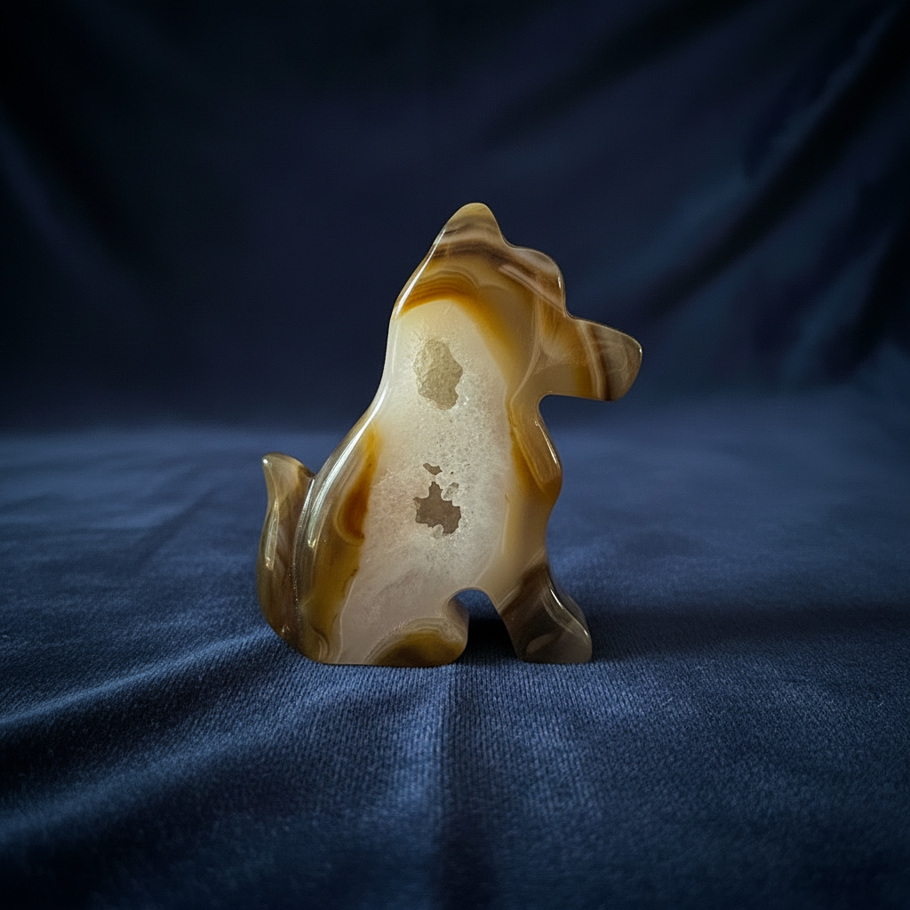 Druzy Agate Dog Carving